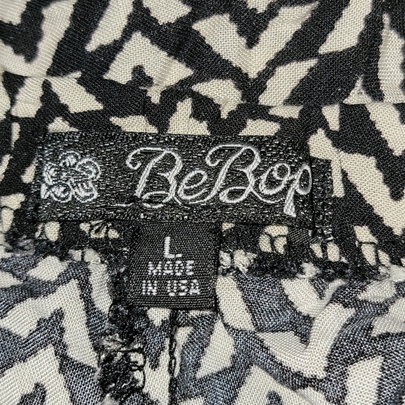 BeBop size large black and white shorts 100% Rayon - Picture 8 of 10